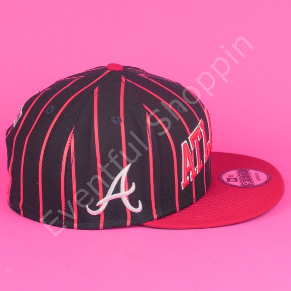 New Era Atlanta Braves Hat Mens OS Blue Snapback Striped Retro Y2K New - Picture 5 of 15